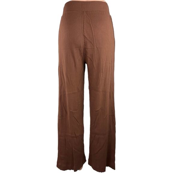 Terez Brown High Rise Pull On Stretch Knit Button Hem Wide Leg Pants Size S - Picture 3 of 4